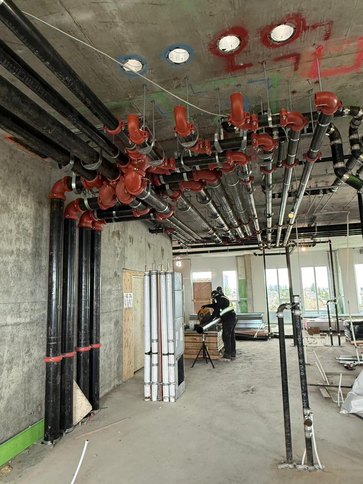 Overhead piping installation